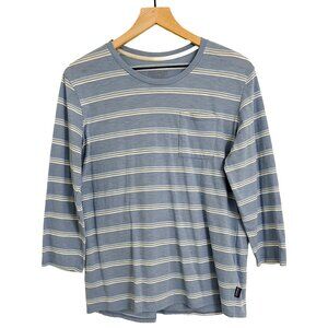 Patagonia Mainstay 3/4 Sleeve Top – Light Blue Stripe – Size Large